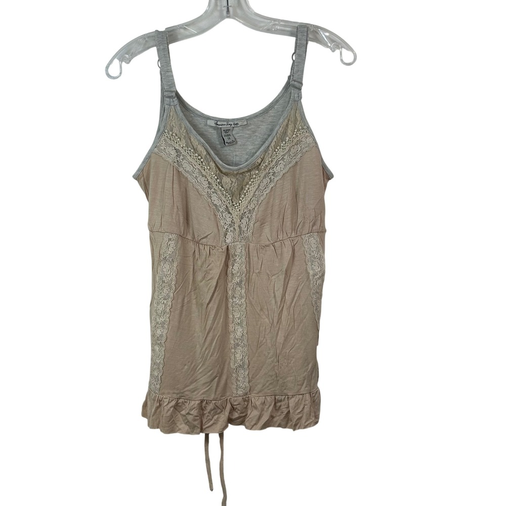American Rag Cie Lace Trim Camisole Top Shifting Sand Tan Grey‎ 1X